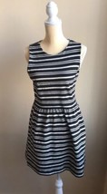 J Crew Womens Sleeveless Striped Dress Black Cream Cotton Blend Sz M - £20.41 GBP
