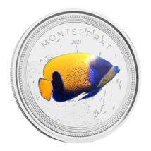 1 Oz Silver Coin 2021 EC8 Montserrat $2 Scottsdale Color Blue Girdled An... - £100.21 GBP