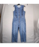 Madewell Women&#39;s 14 Denim Ruffle-Sleeve Zip-Front Jumpsuit Blue Jean Retro - $65.64 CAD