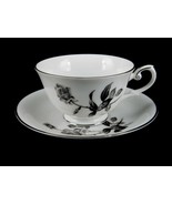 Black Rose Pattern Coffee Cup &amp; Saucer Set, Nocturne By Yamaka Japan, Mu... - $10.65 CAD