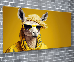 Funky Hair Llama Canvas Print Animal Wall Art 55x24 Inch Ready To Hang  - £70.44 GBP