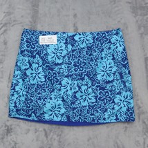 Mini Skirt Women XL Blue Floral Design Button Back Zipper Reversible Bot... - $22.75