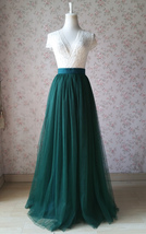 Dark Green High Waisted Tulle Skirts Bridesmaid Plus Size Tulle Maxi Skirt image 7