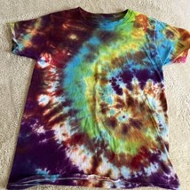 Fruit of the Loom Girls Purple Green Spiral Tie Dye Short Sleeve Shirt 1... - £5.09 GBP