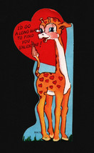Vintage Valentines Day Card Giraffe With Heart - $5.65