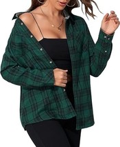 Deer Lady Plaid Flannel Shirts for Women Buffalo Plaid Shirts Oversized ... - $18.99