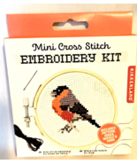 Robin Bird Mini Cross Stitch Embroidery Kit Kikkerland with Bamboo Hoop ... - £9.58 GBP