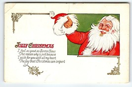Santa Claus Jolly Christmas Postcard Saint Nick Takes Off His Hat 1924 Vintage - £6.48 GBP