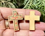2 Pc Wood CROSS Pendant, Jesus Christ Wooden Locket Handmade, 3 cm handp... - £10.93 GBP