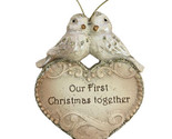 Kurt Adler Our First Christmas Birds Heart Ornament Beige White 3.25 in - $7.38