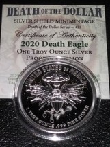 2020 1oz Silver Shield Death of Dollar #27 Death Eagle Proof Round w/COA - £67.14 GBP