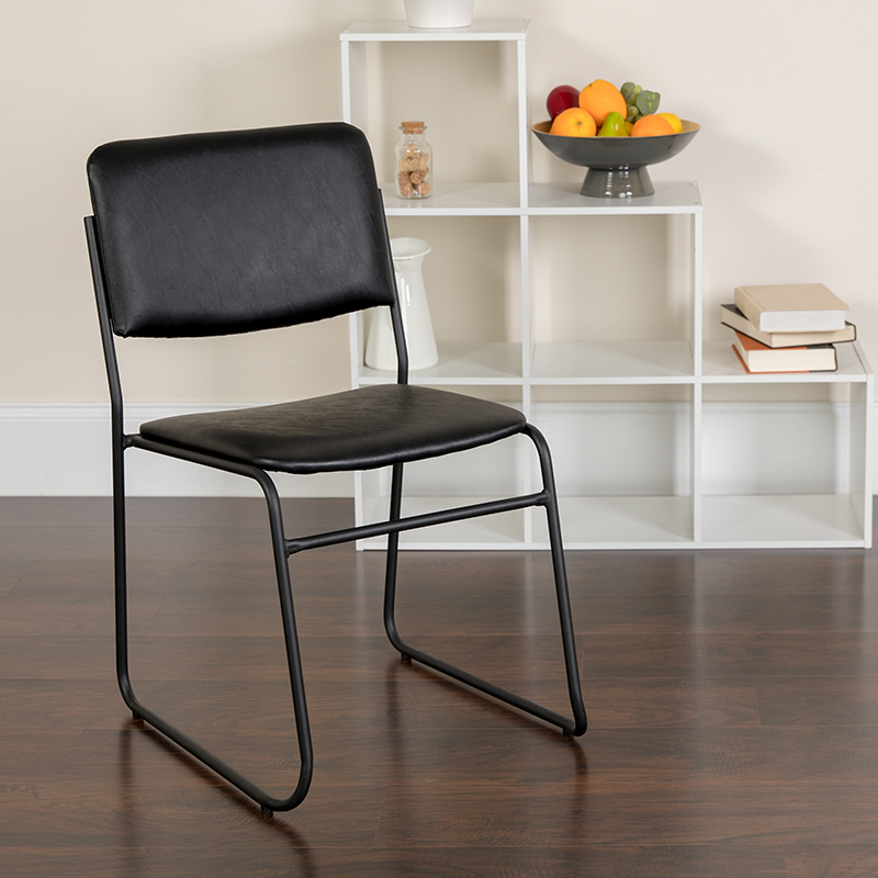 Black Vinyl Stack Chair XU-8700-BLK-B-VYL-30-GG