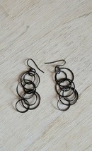 Vintage Earrings Costume Jewelry Handmade Circles Art Deco Abstract B64 - $27.41 CAD