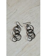 Vintage Earrings Costume Jewelry Handmade Circles Art Deco Abstract B64 - $27.40 CAD