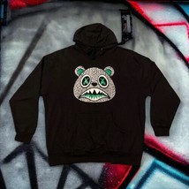 BAWS Logo Pullover Black Hoodie Size 2XL Gray and Green Panda Face - $54.95