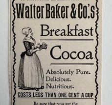 Walter Baker&#39;s Breakfast Cocoa 1897 Advertisement Victorian Hot Chocolat... - $28.11 CAD