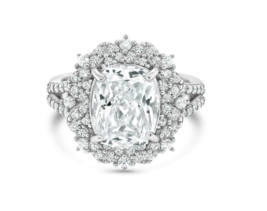 3CT Cushion Cut Moissainite Diamond Engagement Ring, Art Deco Ring, Promise Ring - £415.81 GBP
