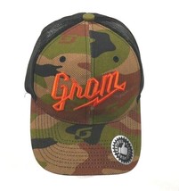 Grom  Camo Ball Cap Trucker Cap Snap Back Hat Orange Spellout New - £17.08 GBP