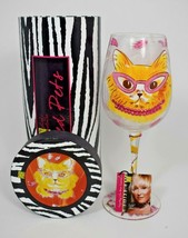 Cyhafi Couture Pampered Pets "Diva" Painted Wine Glass  #PPW0001 - New - £11.85 GBP