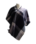 Ike Behar Black Gray Plaid Reversible Blanket Wrap Shawl Soft Warm Fleec... - £10.94 GBP