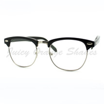 Clear Lens Eyeglasses Club Keyhole Half Horn Rimmed Frame - £15.79 GBP