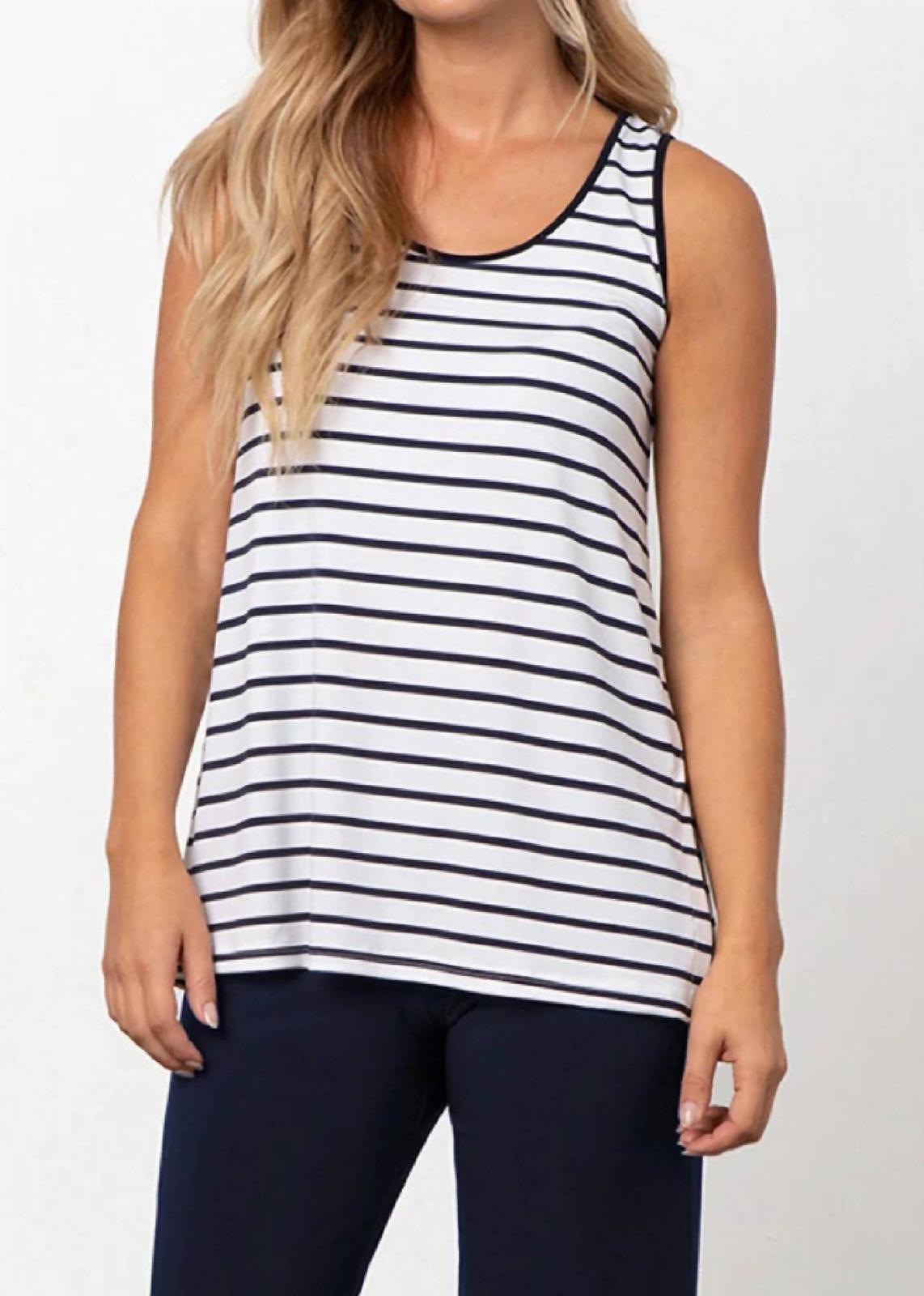 Sympli Go To Tank Top Navy Stripe - $73.00