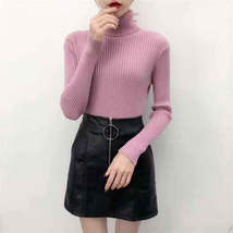 Women Pink Turtleneck Sweater Winter Keep Warm casual top - £26.02 GBP