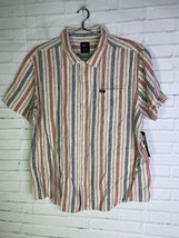 RVCA Vertical Striped Stripes Short Sleeve Woven Button Down Up Shirt Me... - £35.56 GBP