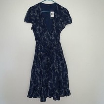 NWT Polo Ralph Lauren Sz 14 Womens 100% Cotton Blue Floral Wrap Dress Cap Sleeve - £54.80 GBP