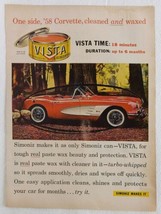 Life Magazine Print Ad Vista Simoniz 1958 Corvette - $11.88
