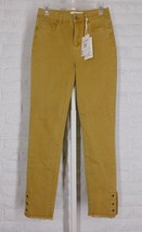 Charlie B Slim Fit Eyelet Hem Frayed Jeans Gold Nwt Size 4 - $94.04