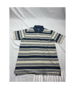 Faded Gory Mens Polo Shirt Blue Striped Short Sleeve Collar L - £7.72 GBP