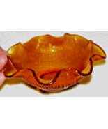 Vtg. Fenton glass bowl Waffle style Marigold Carnival glass scalloped ed... - £15.85 GBP