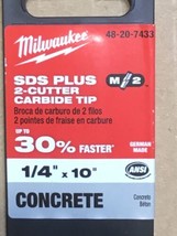 Milwaukee 48-20-7433 SDS+ 1/4 in. x 8 in. x 10 in. 2-Cutter Hammer Drill... - £9.39 GBP