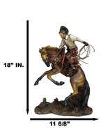 Rustic Western Cowboy With Hat And Rope On Rearing Bronco Horse Rodeo Fi... - £70.61 GBP