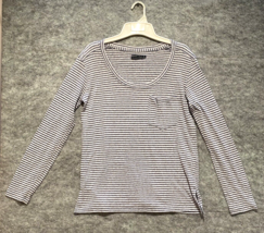 Abercrombie &amp; Fitch Womens Tee Size S Stripe Scoop Neck Long Sleeve Pock... - £10.22 GBP