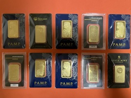10 Gold Bars 311 Grams PAMP Suisse Argor Heraeus Perth Mint 10 Ounces Fine Gold - $21,000.00