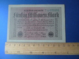 K Germany Banknote Reichsbanknote 50 Millionen Mark 1923 # 7 AE 031651 - £7.83 GBP