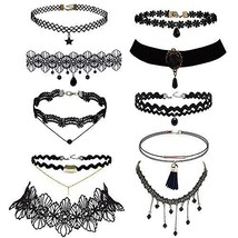 Trasfit 10 Pieces Lace Choker Necklace for Women Girls Black Classic Velvet S... - $29.27