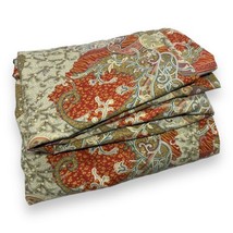 Pottery Barn Monreal Floral Paisley King Size Duvet Cover Italy Cotton Red Green - $98.01