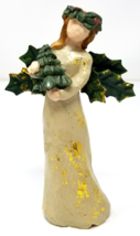 Angel of the Woods Figurine Gold Speckled Leaf Wings Resin Vintage - £14.98 GBP