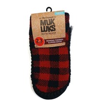 MUK LUKS Womens Thermal Slipper Socks S/M Shoe Size 5/7 Red Black Cozy Warm - $20.70