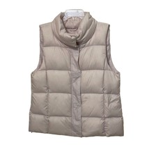 Eileen Fisher Eggshell White Quilted Down Puffer Vest Womens Medium Full Zip NEW - £59.32 GBP