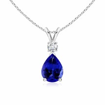 ANGARA 8x6mm Natural Tanzanite Teardrop Pendant Necklace with Diamond in Silver - £402.92 GBP+