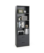 6-Tier Tall Freestanding Bookshelf with 4 Open Shelves and 2 Drawers-Bla... - $3,603.13 MXN