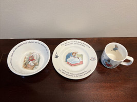 Vintage Set Wedgwood China Beatrix Potter Peter Rabbit Bowl/Plate/Mug EUC - £19.71 GBP