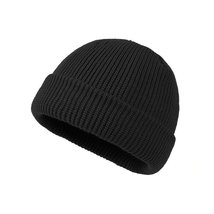 Cuff Beanie Knit Hat Cap Slouchy Skull Ski Men Women Plain Winter Black ... - £10.30 GBP