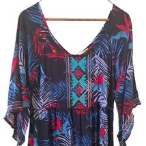 Roxy Womens Sunset City Dress Tropical Blue Maximalist Medium Resort Sou... - $464.81 MXN