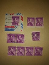 Lot #5 10 1954 Lincoln 4 Cent Cancelled Postage Stamps Purple Vintage VTG... - $14.85