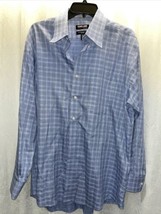 Kirkland Men&#39;s Shirt White, Blue &amp; Purple Plaid Size 16.5 32/ 33 - £11.69 GBP